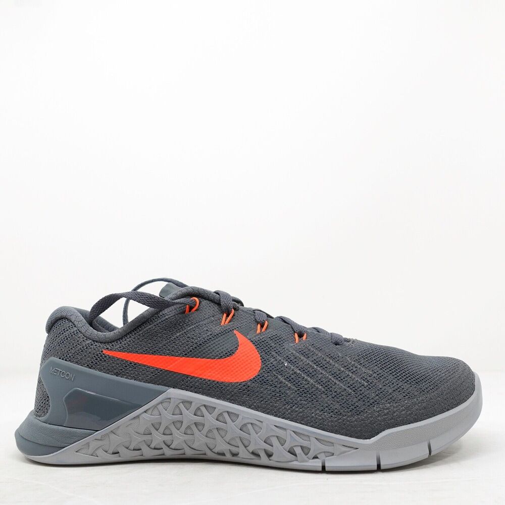 Nike Mens Metcon 3 Training Shoes Gray Orange 852928-007 Mens Size 6